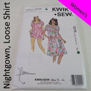 Kwik Sew 2076 sewing pattern UNCUT nightgown, top, shorts, Dress, Cover up  EASY